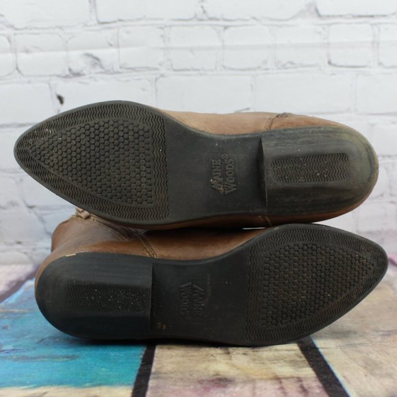Vintage 80's Maine Woods Amanda Brown Leather Slouch Side Zip Ankle Boots 6 M - Picture 9 of 9